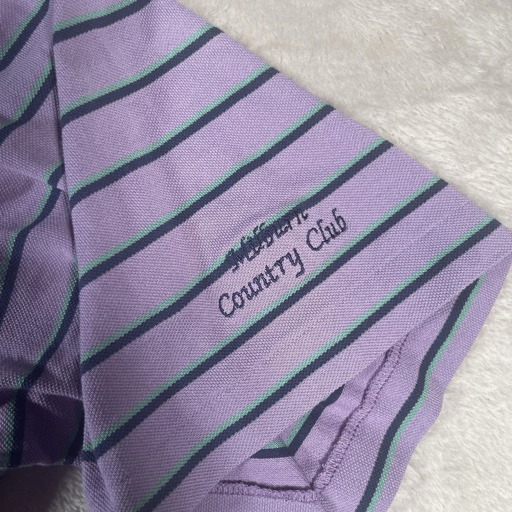 Polo Golf Ralph Lauren Shirt Men's Large Purple Striped Pima Soft Touch‎ Polo